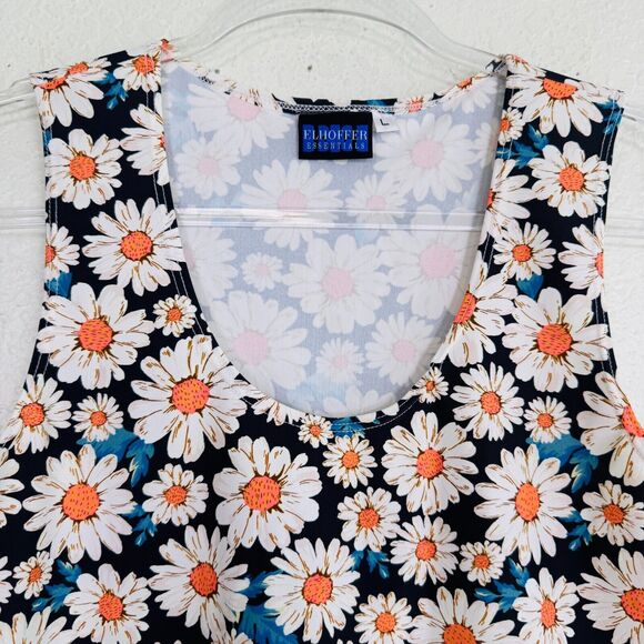 Elhoffer Tank Top Women Large Daisy Floral Buffy Crop Stretch Summer Spring Boho - Picture 4 of 9